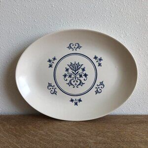 Vintage Homer Laughlin Provincial Platter, Blue Floral Oval Dish